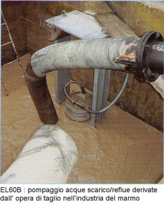 pompa EL60B : pompaggio acque scarico/reflue derivate dall'opera di taglio nell'industria del marmo